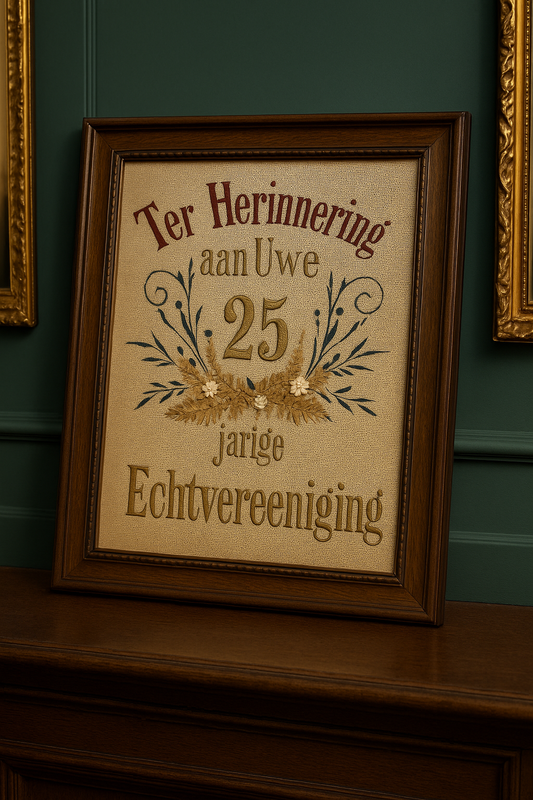 Grande quadro ricamo 25esimo matrimonio 1928 dalla Frisia