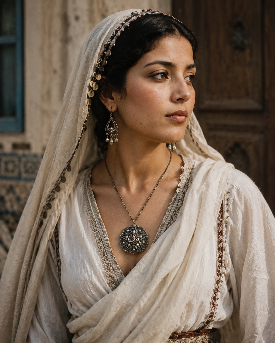 Spilla - pendente gioiello argento antico Maghreb stellato