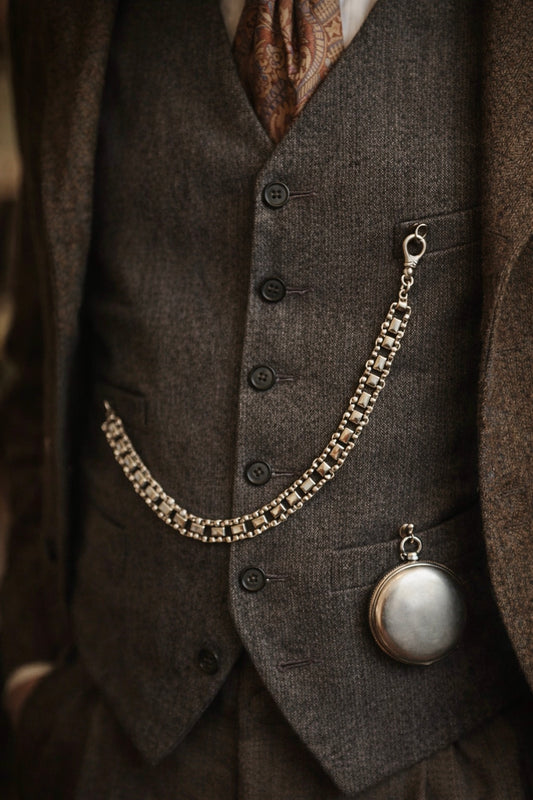 Antica Albert Chain trasformata in bracciale, argento francese, stupenda maglia