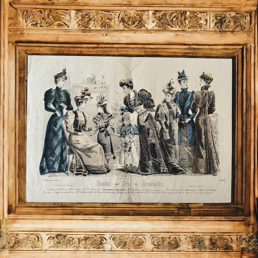 Large antique millinery print 1800