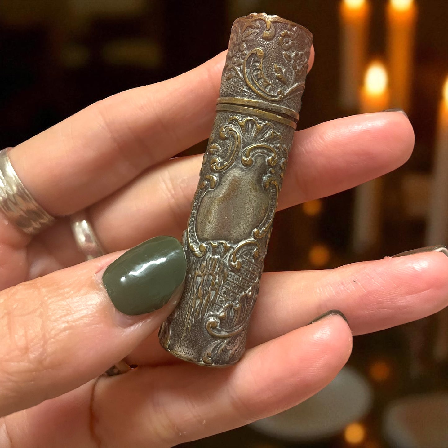 Porta profumo Art Nouveau fine ‘800 da borsetta argentato