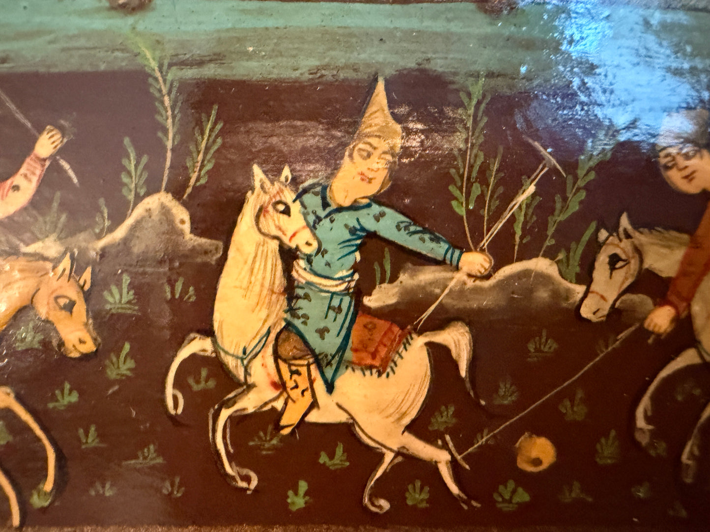 Astuccio porta pennini in papier mâché, Kashmir metà ‘900 dipinto