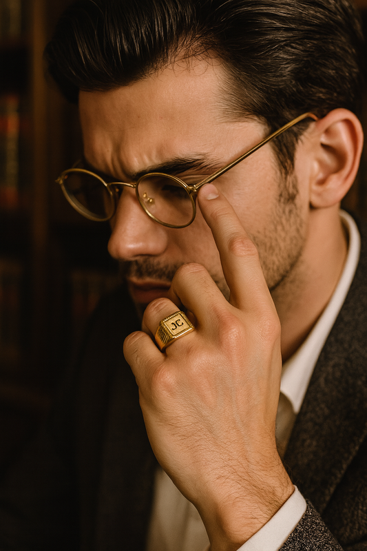 Anello chevalière placcato oro anni ‘50 con iniziali a sigillo