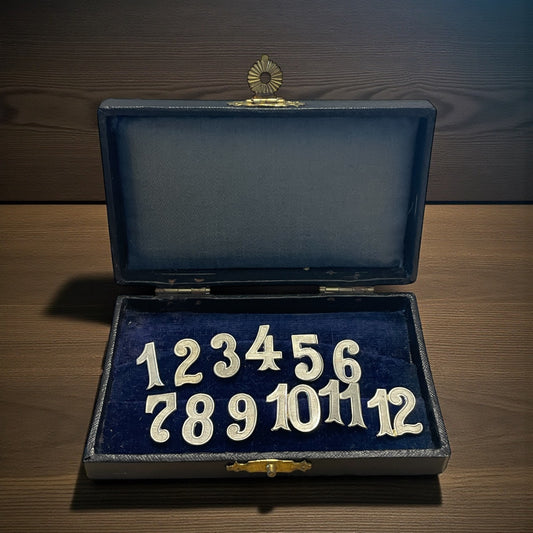 Set segna bicchieri completo in alpacca in cofanetto d’epoca, anni ‘30