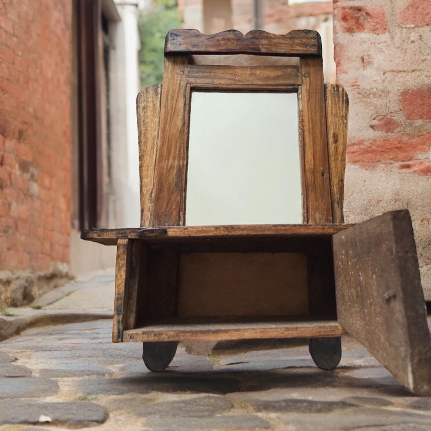 Antique Dutch mirror with door