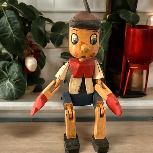 Pinocchio in legno snodabile 34 cm anni ‘60