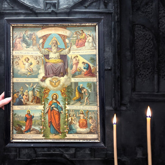 Quadro primo ‘900 cromolitografia cartonata Padre Nostro