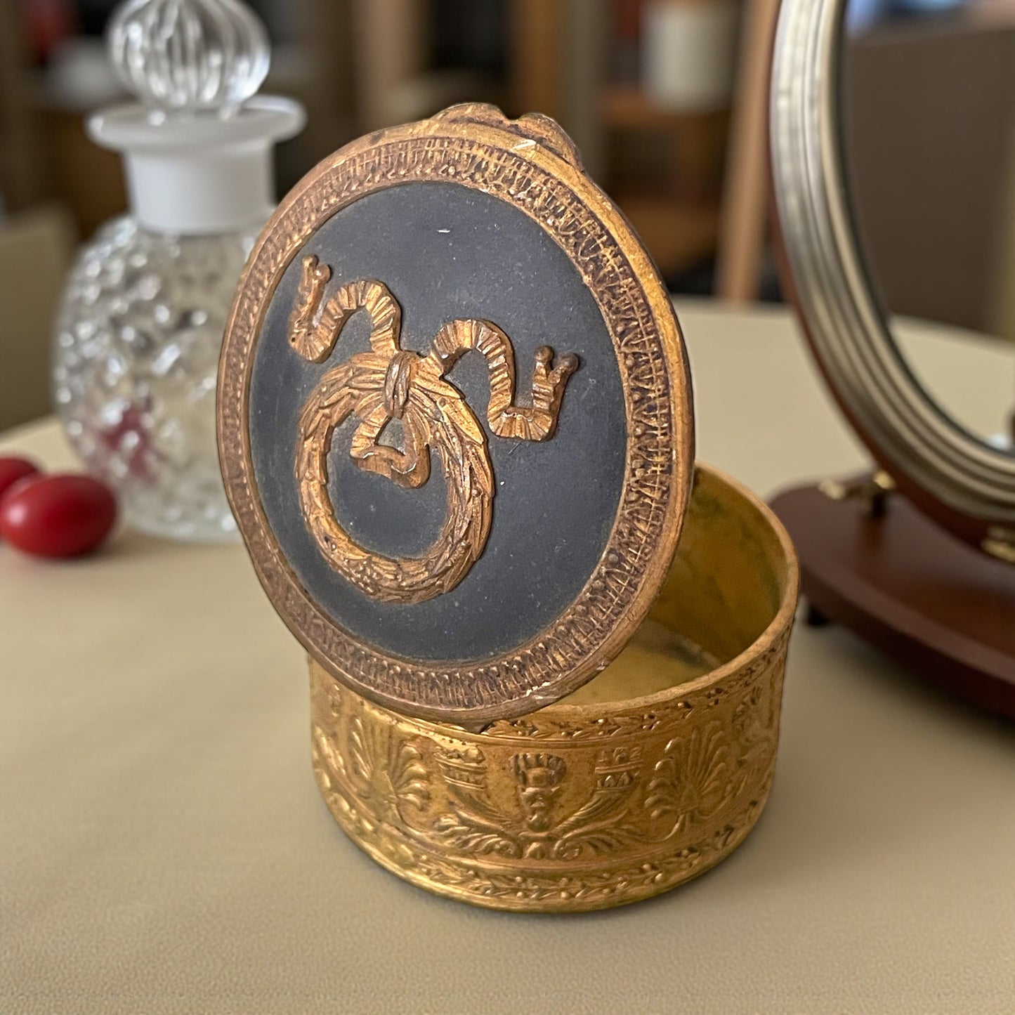 Scrigno da boudoir bronzo dorato ottocentesco