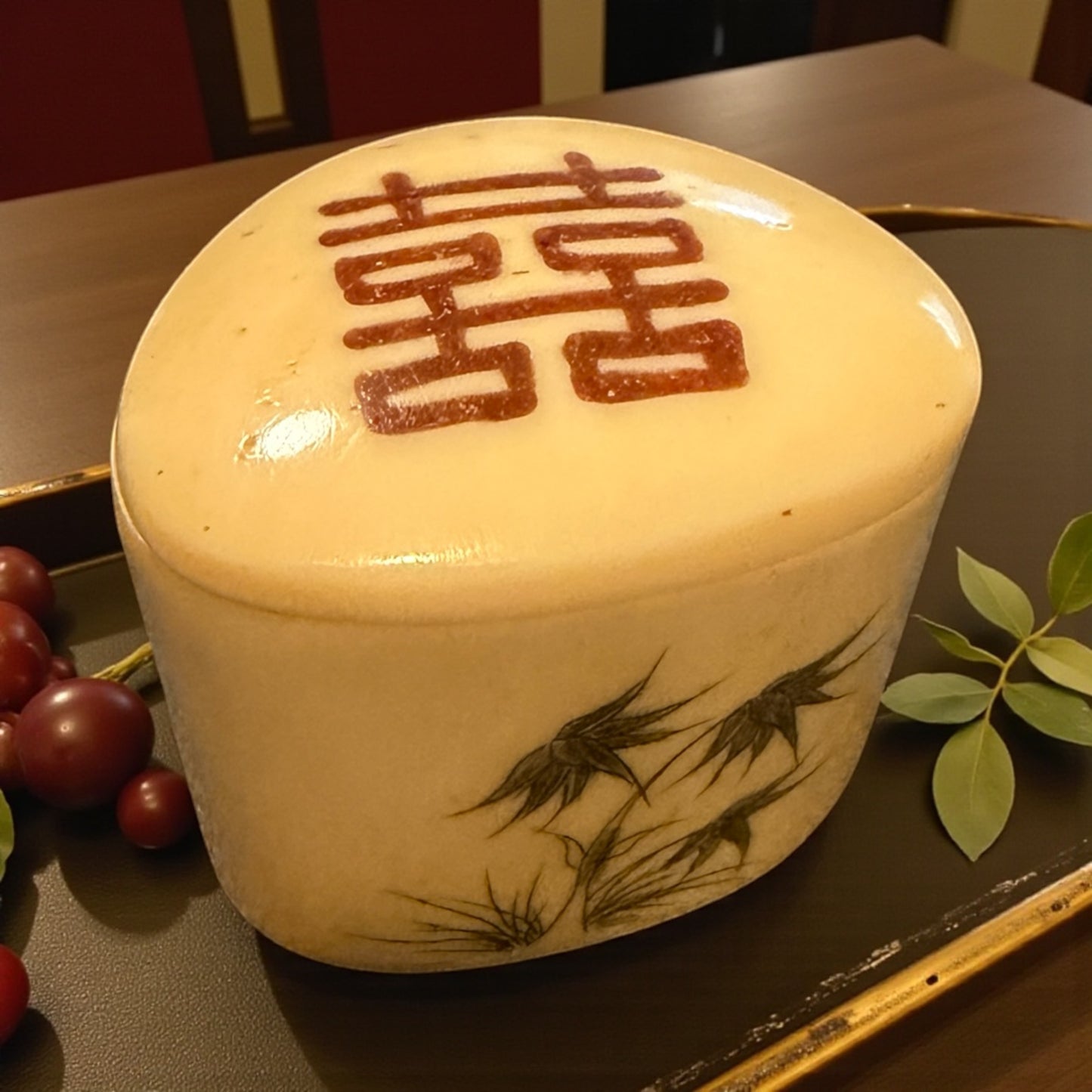 Scatola nuziale in osso cinese per pasta di cinabro