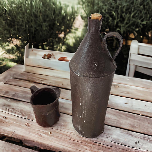 Oil bottle and half-liter measure