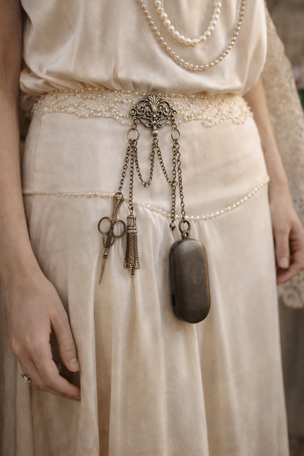 Antico porte-Louis porta Luigi monete da Châtelaine anni ‘20 metallo brunito