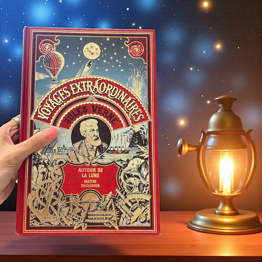 Jules Verne - 1981 - Autour de la Lune libro vintage illustrato