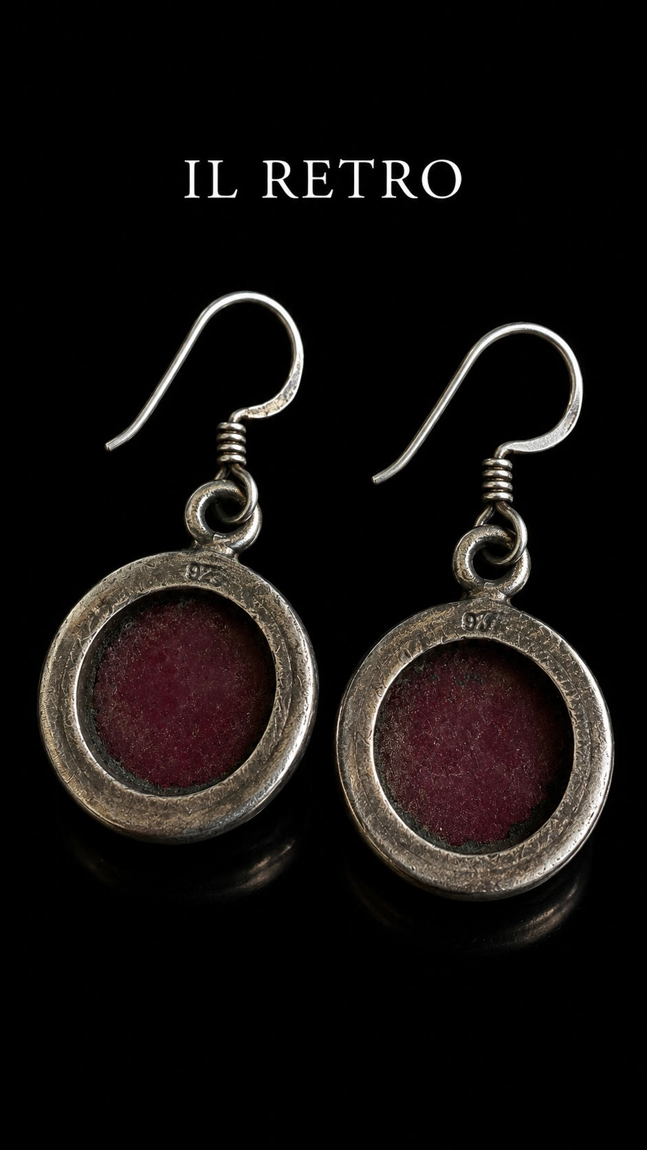 Orecchini pendenti in argento e cabochon di rodonite