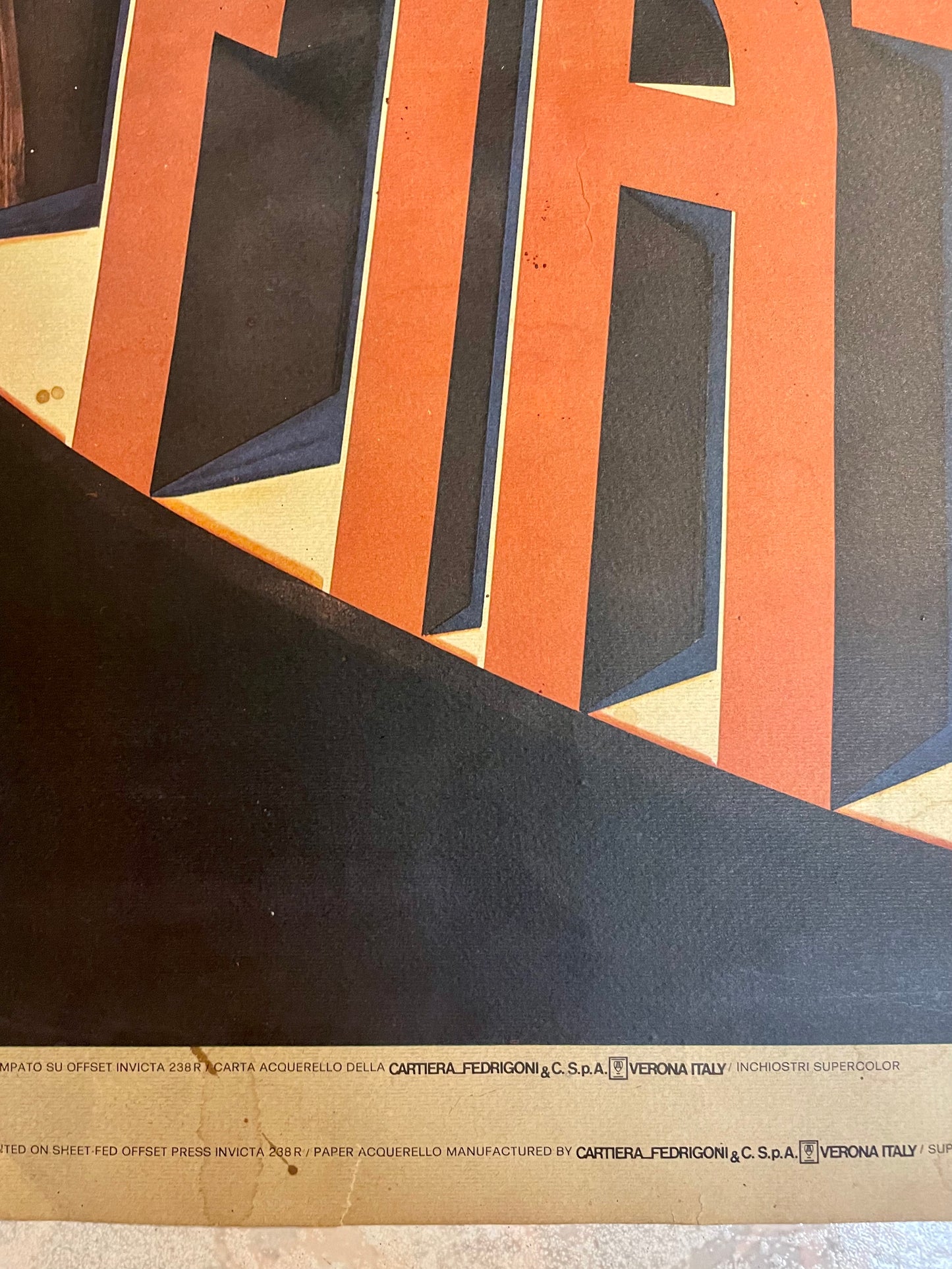 Manifesto futurista Riccobaldi per Fiat, ristampa rara Nebiolo/Fedrigoni anni ‘70