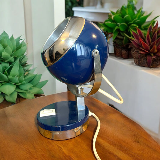Lampada da tavolo tipo eye ball, space age, blu, anni ‘60