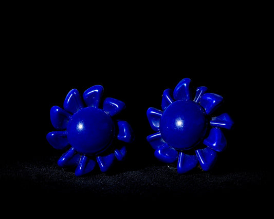 Orecchini in paste vitree blu cobalto mid century design