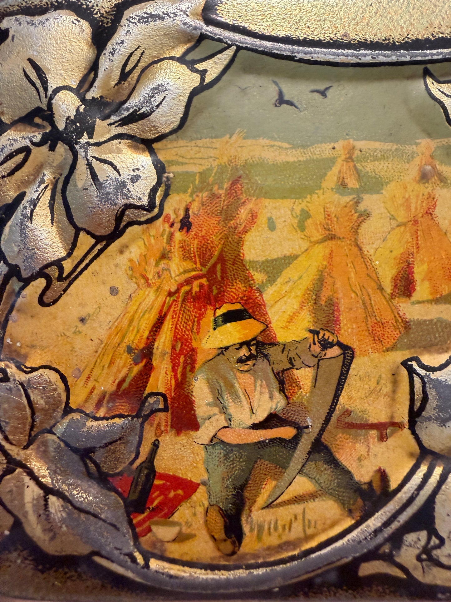 Set n. 3 antiche scatole di latta Leroux Cambrai rarissime art Nouveau per cicoria, dolci e farina.