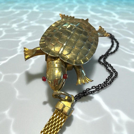 Porta chiavi tartaruga mobile, souvenir Hong Kong anni 60