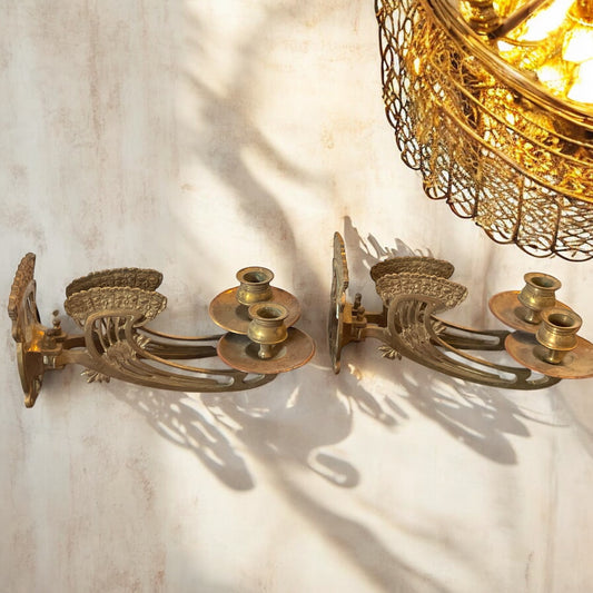 Coppia candelabri da pianoforte Art Nouveau, 1895-1910