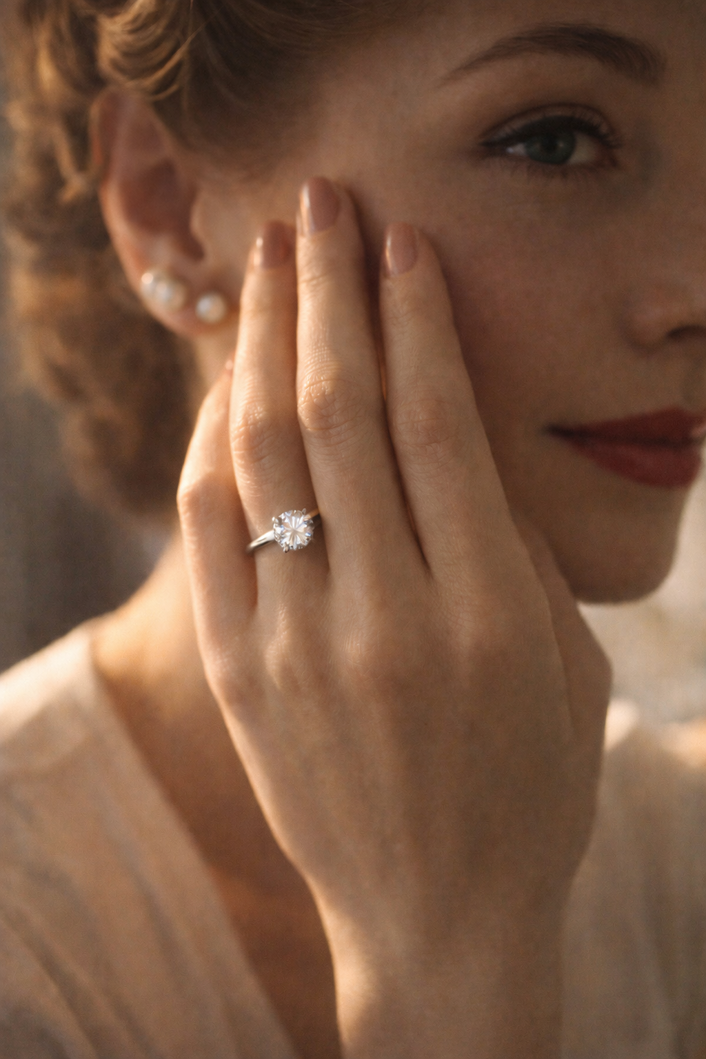 Anello argento 835 con solitario zirconia, anni ‘50 ca