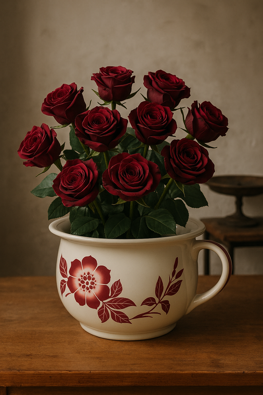 Pot de chambre Flore con fiori rossi ca anni ‘20
