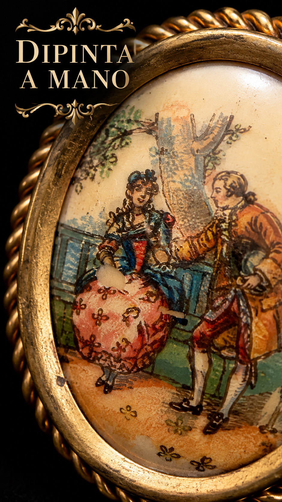 Spilla antica rococò “Il corteggiamento”