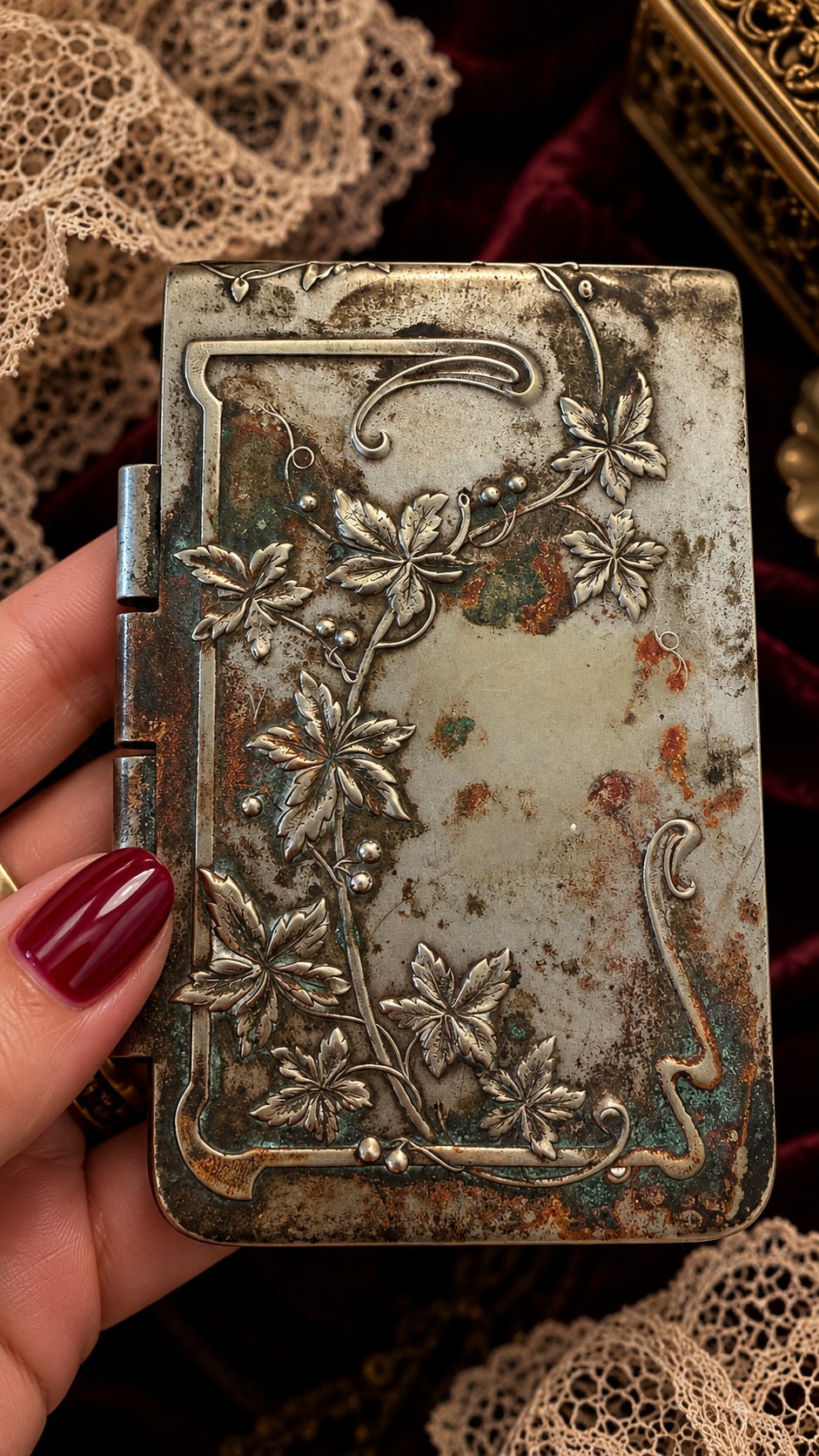 Antico Carnet de Bal Liberty con decorazione bifacciale e note private