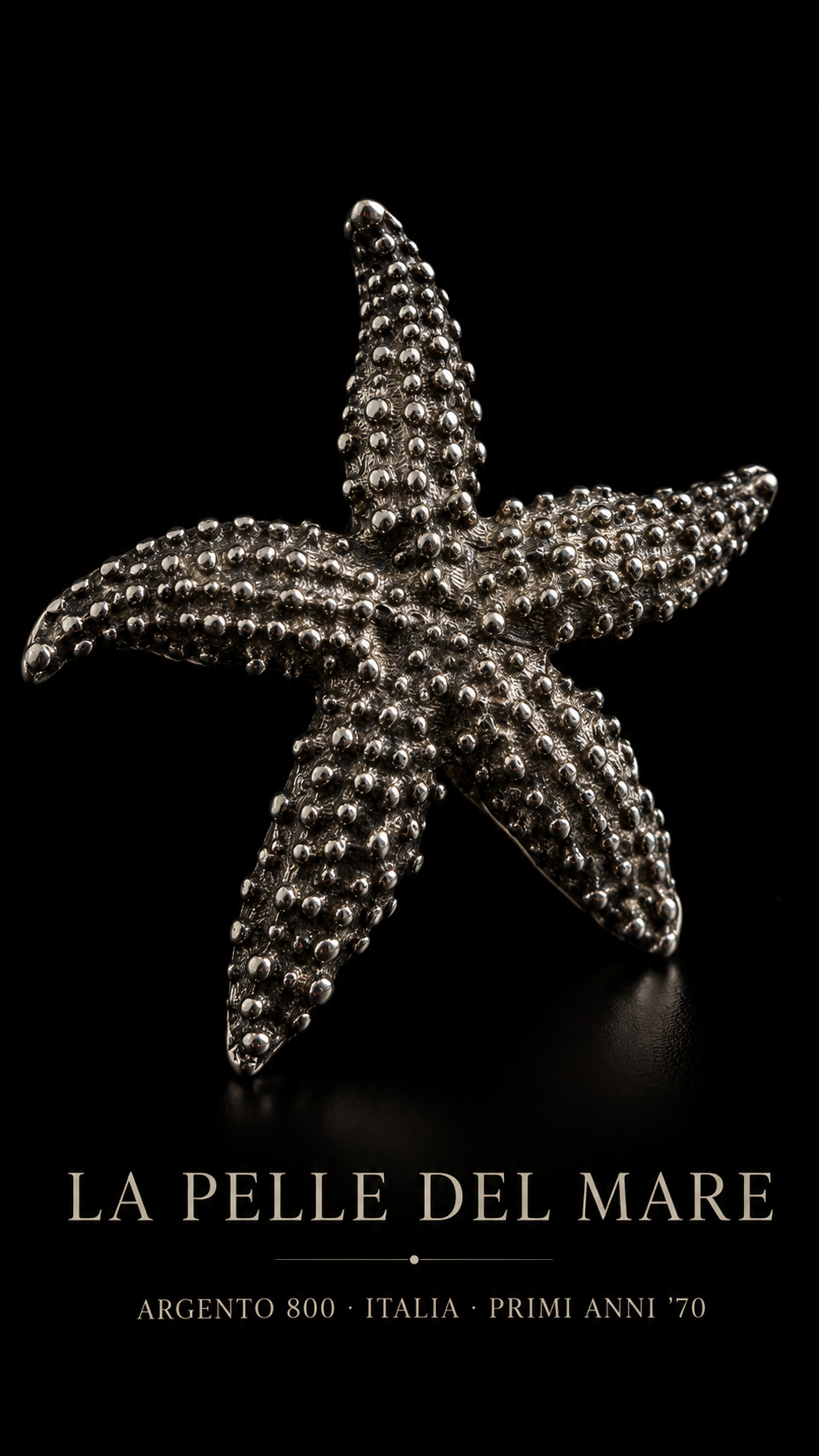 Stella marina in argento massiccio, creazione spilla materica anni ‘70 manifattura italiana