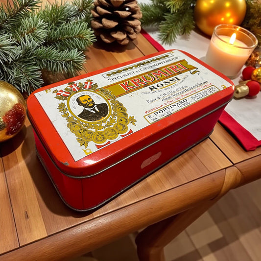 Scatola latta originale vintage Krumiri Rossi, primi anni ‘60