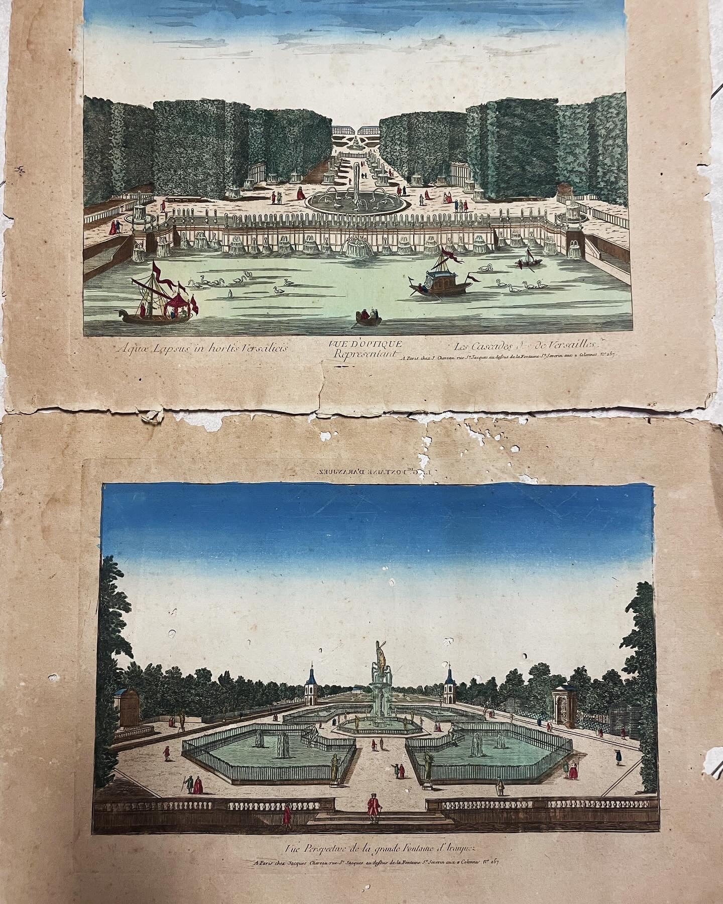 Three etchings 1700 ancient prints perspective views