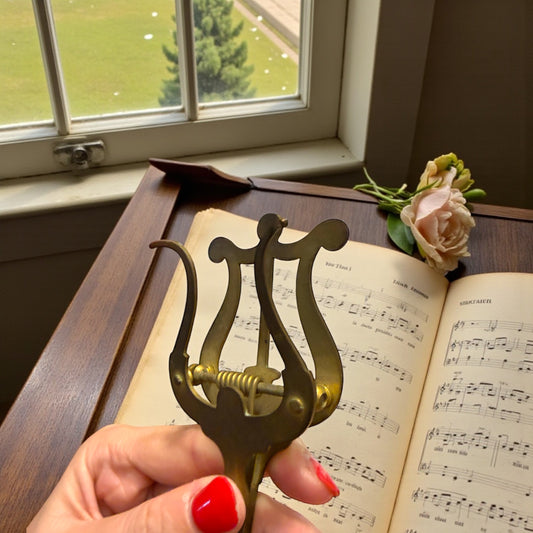 Ferma partiture spartiti da leggio a guisa di lira, ottone, primo ‘900