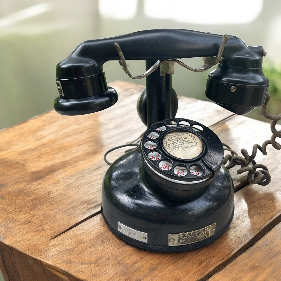 Antico telefono anni 20 Grammont combinato con cornetta e ascoltatore