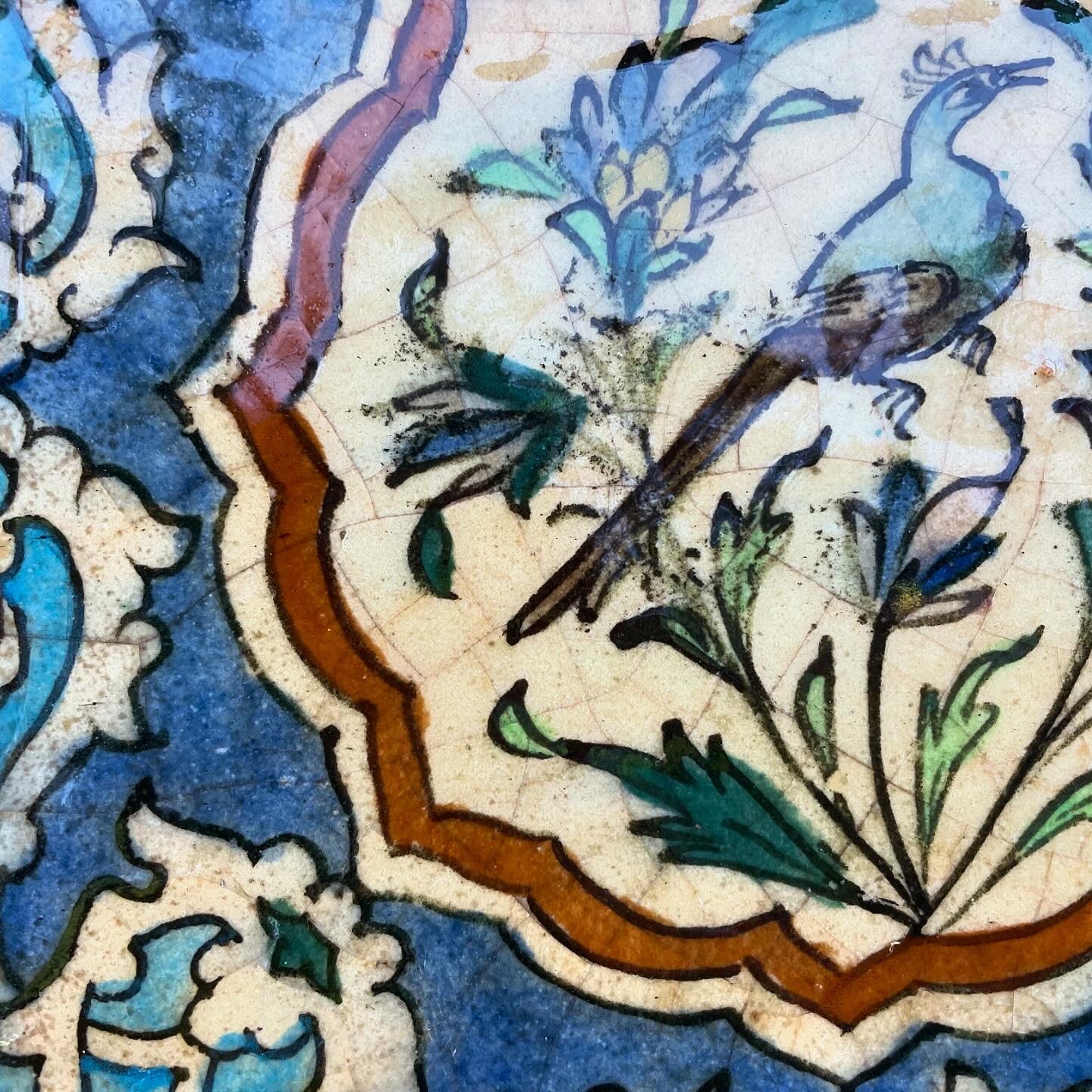 Maiolica piastrella medio orientale XIX secolo