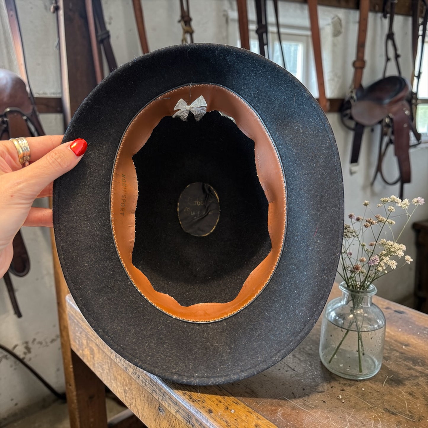 Cappellino British da equitazione, tg 55 feltro di pelliccia anni ‘60