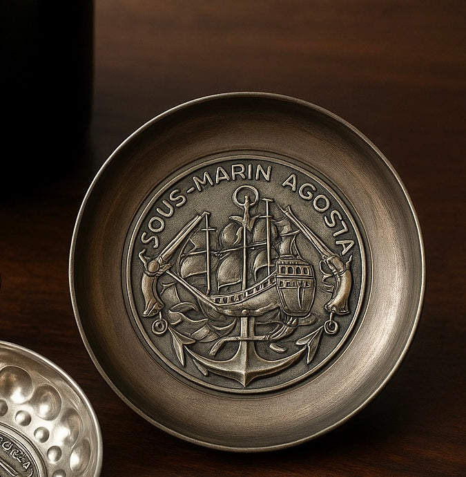 Coppia taste-vin francesi commemorativi del varo del sottomarino Agosta