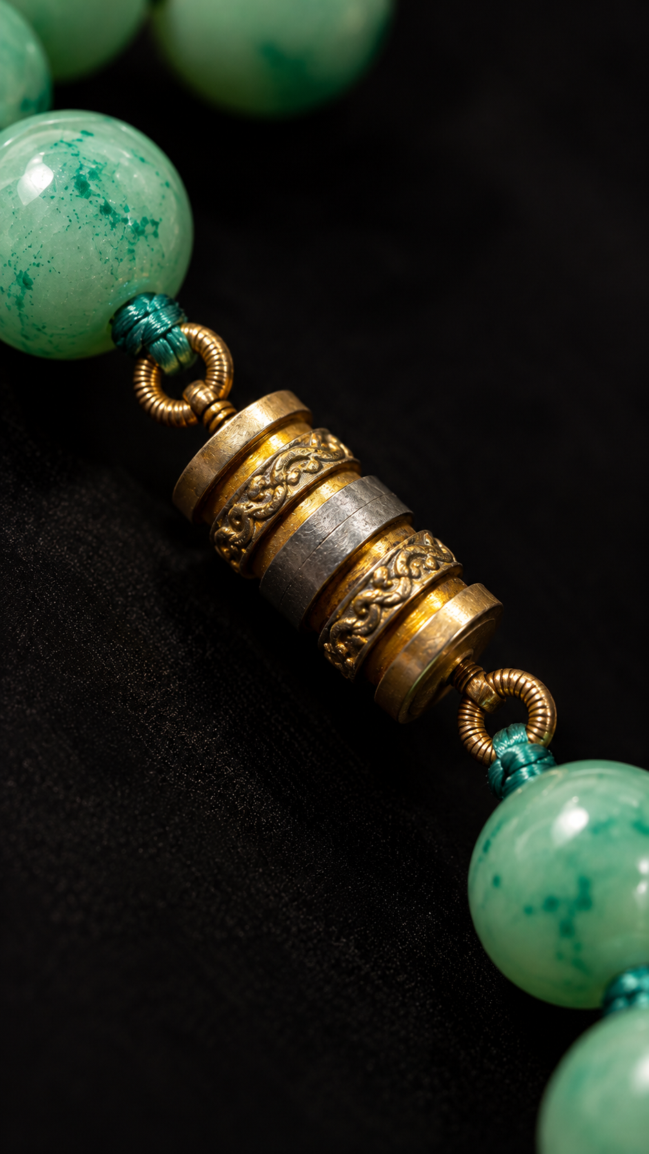 Collana perle giada con chiusura barilotto