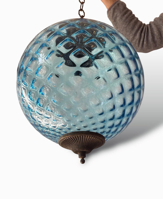 50's blue ball chandelier