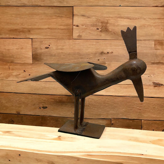 Burnished iron bird sculptures