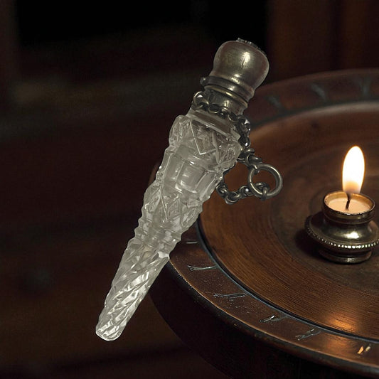 Raccogli-lacrime o flacone sali da châtelaine in vetro molato