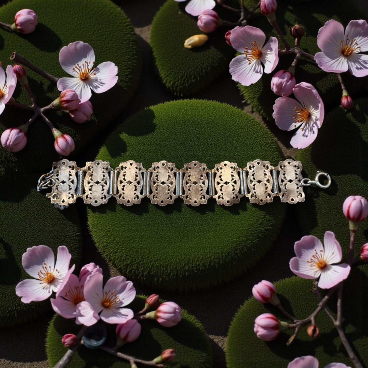 Bracciale orientale, placcato argento con Mano di Fatima