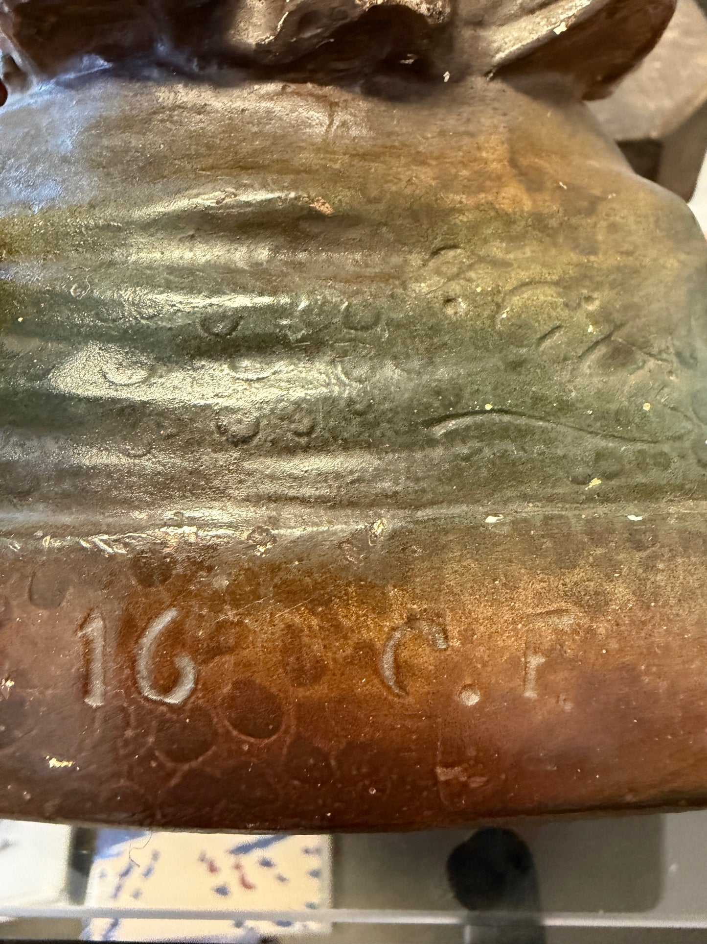 Antico busto in gesso dipinto, fine ‘800, firmato, personificazione Lorraine