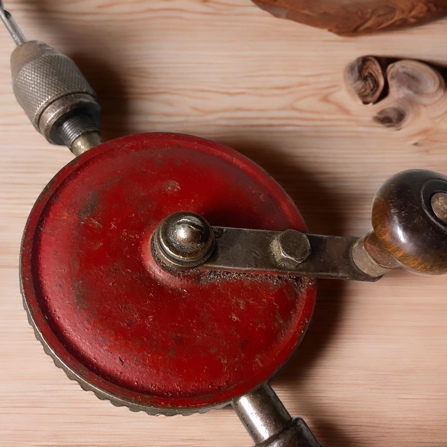 Antique Red Hand Crank Drill