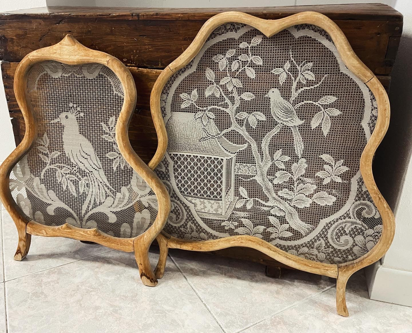 Pair of antique Dutch lace screens