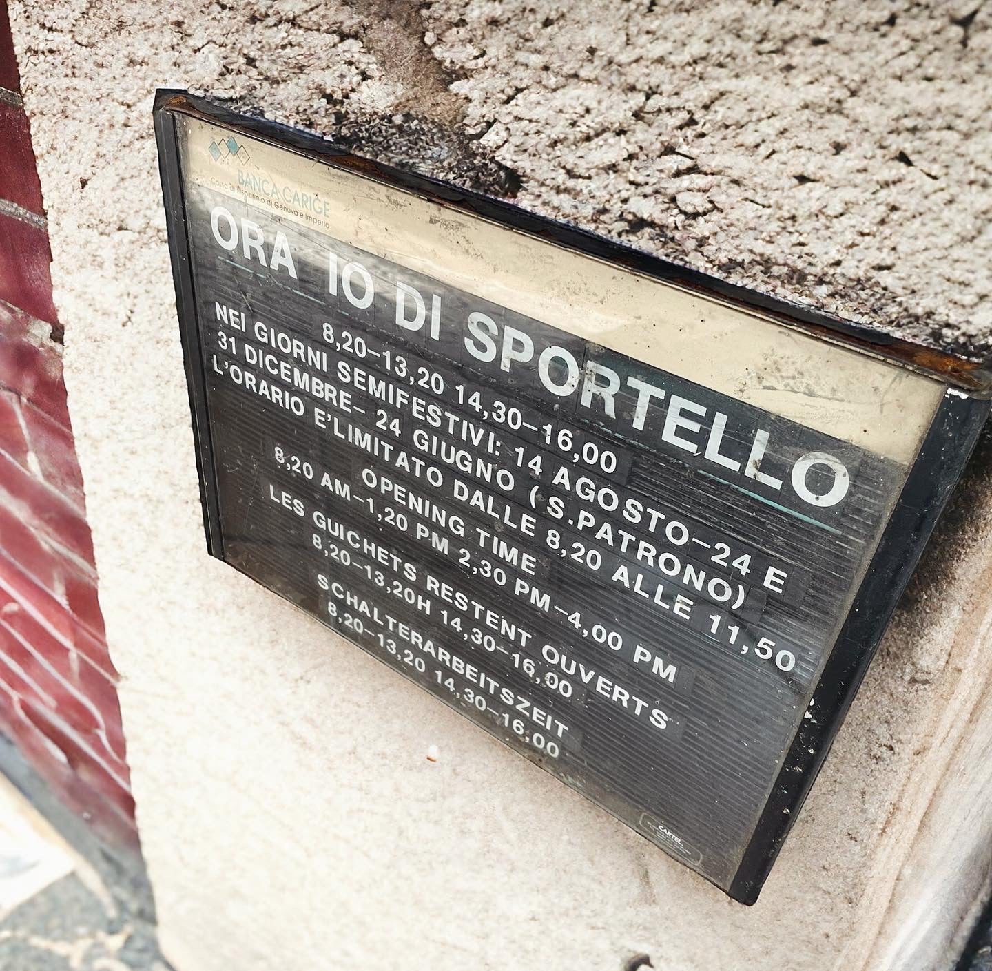 Cartello anni 80 orario sportello