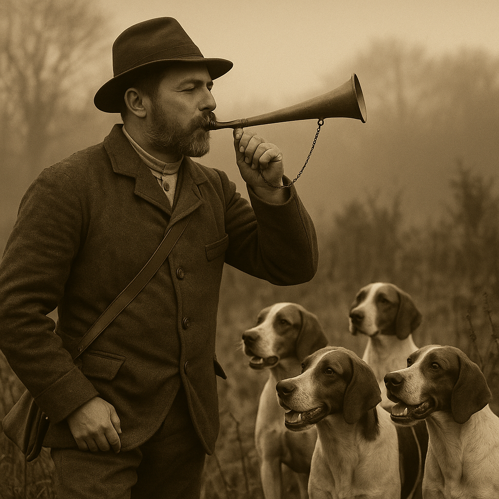 Antico corno richiamo da caccia in ottone con ancia interna, prima metà ‘900