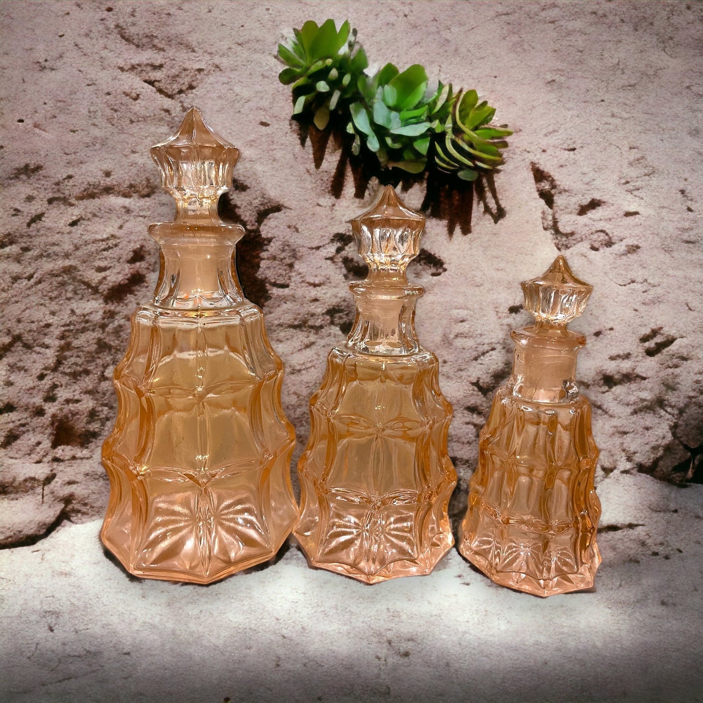 Antique pink glass bathroom set