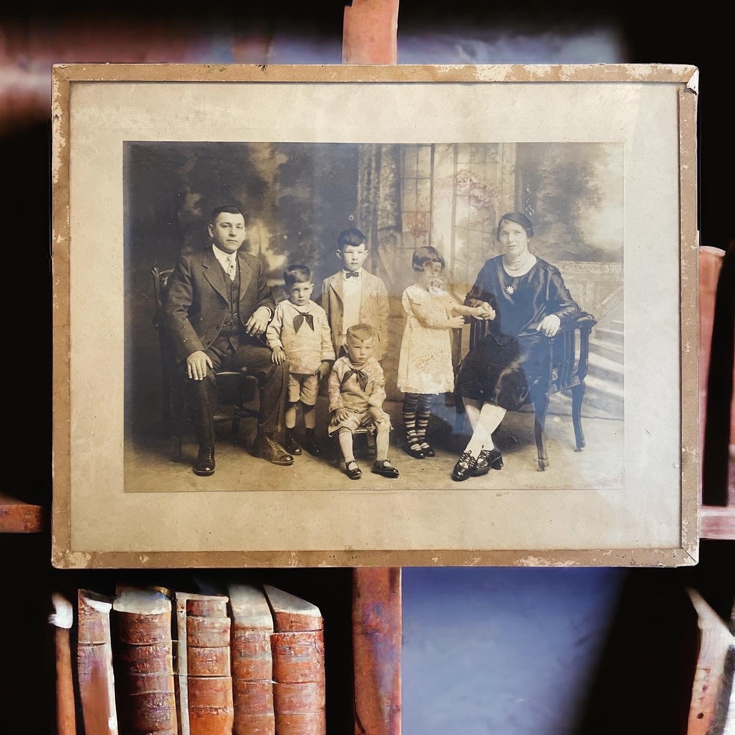 Large 1930s family portrait photograph