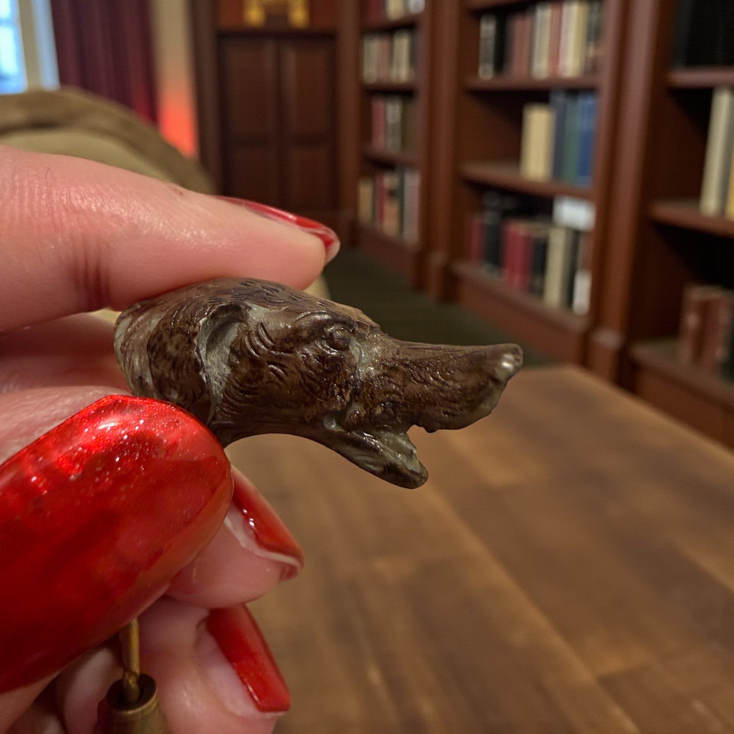 Hatpin antica spilla capolavoro con testa di cane, fine ‘800 primo ‘900