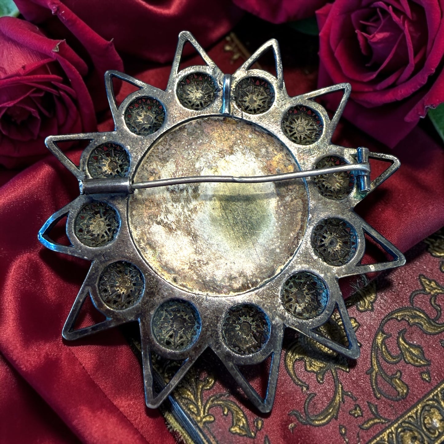 Pendente / spilla gioiello in argento pieno, antica gioielleria Berbera primi ‘900