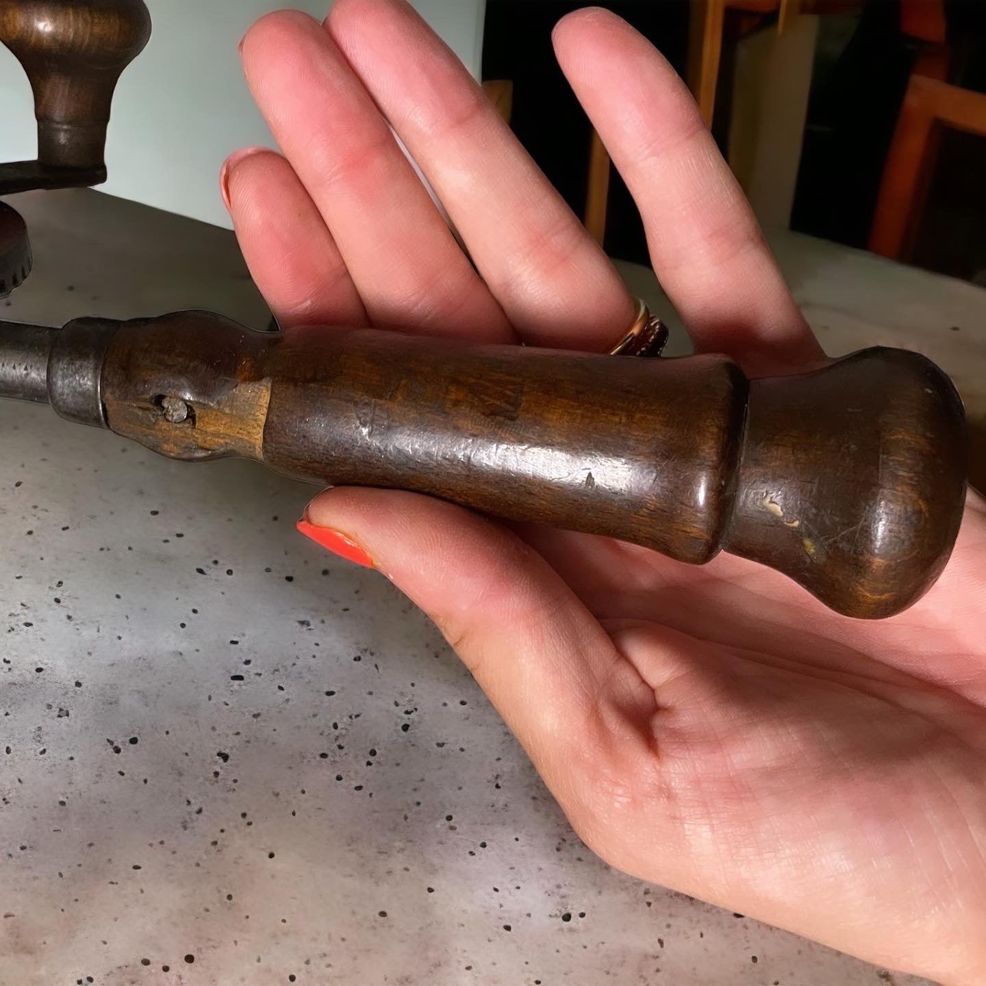 Antique Red Hand Crank Drill